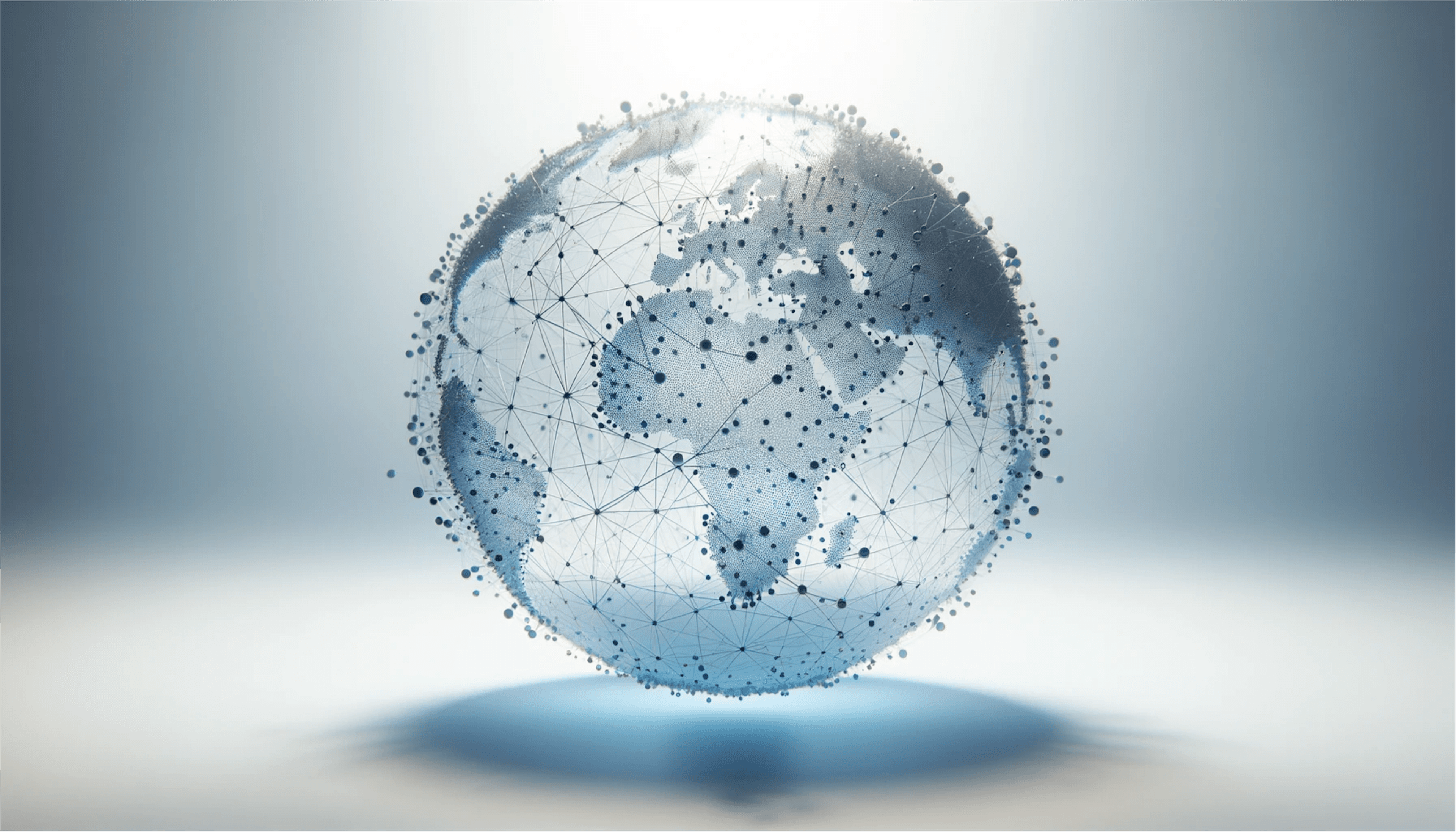 A digital rendering of the Earth with interconnected points, highlighting global connectivity and communication.
